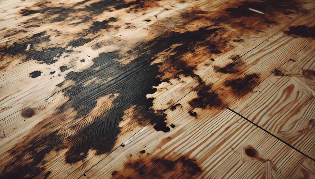 Dark Stains and Discoloration of mold on subfloor