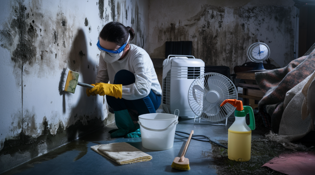 cleaning mold in basement